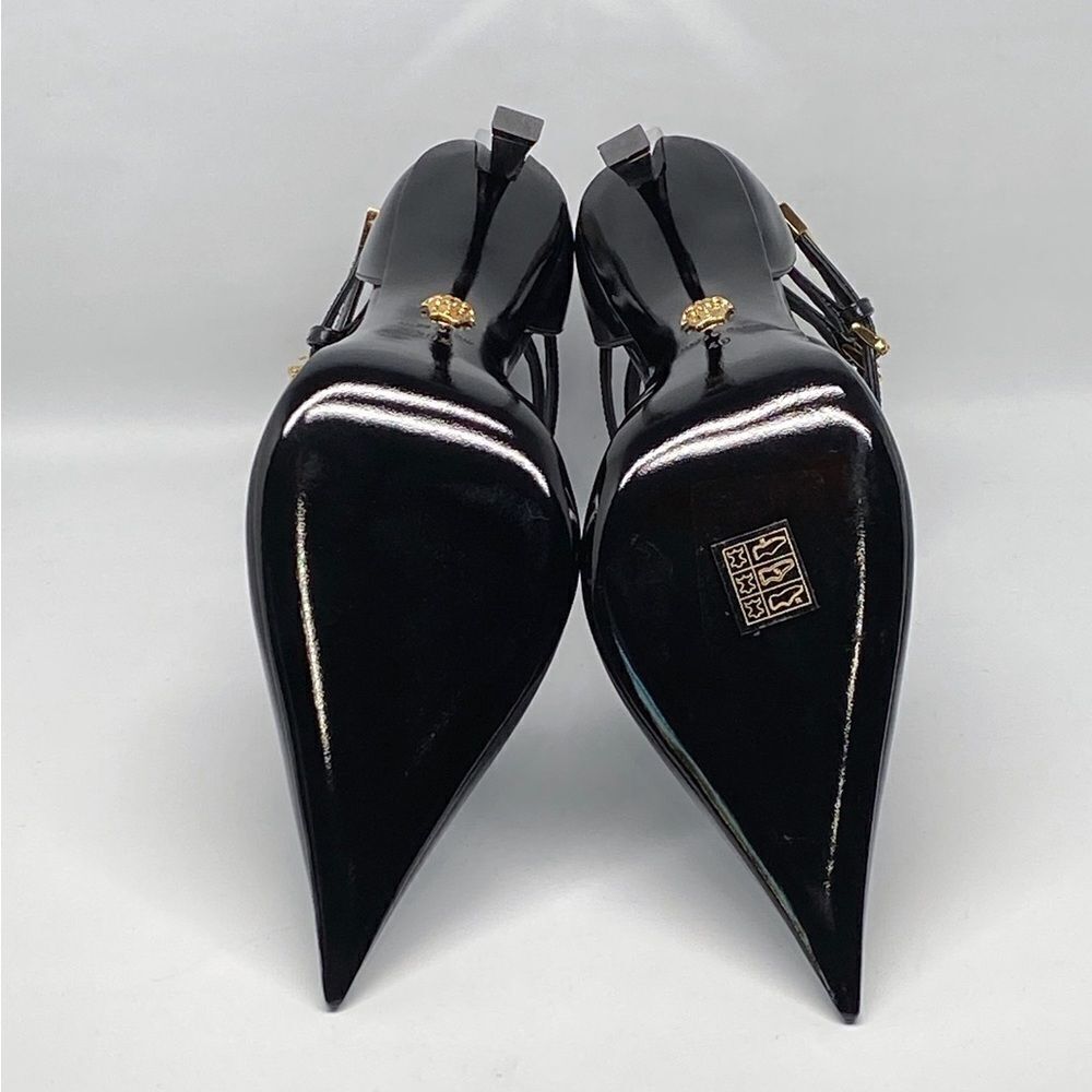 Versace Pin Point Leather Ankle Strap Pumps - Picture 14 of 14